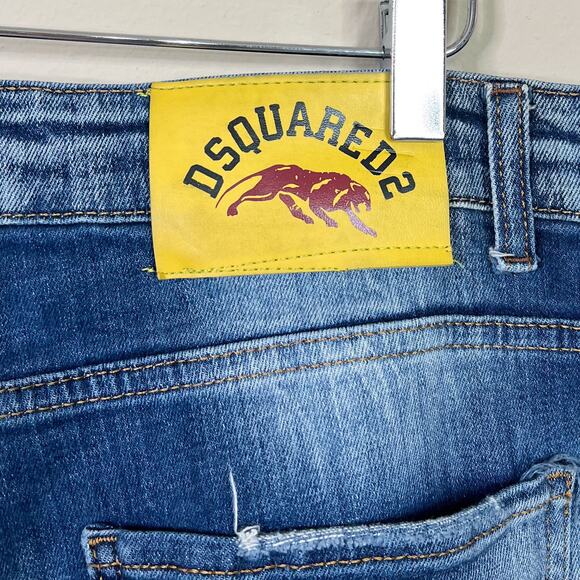 DSQUARED2 | Men’s Icon Distressed Slim Medium Wash Designer Blue Jeans 54 US 44 - Picture 10 of 12